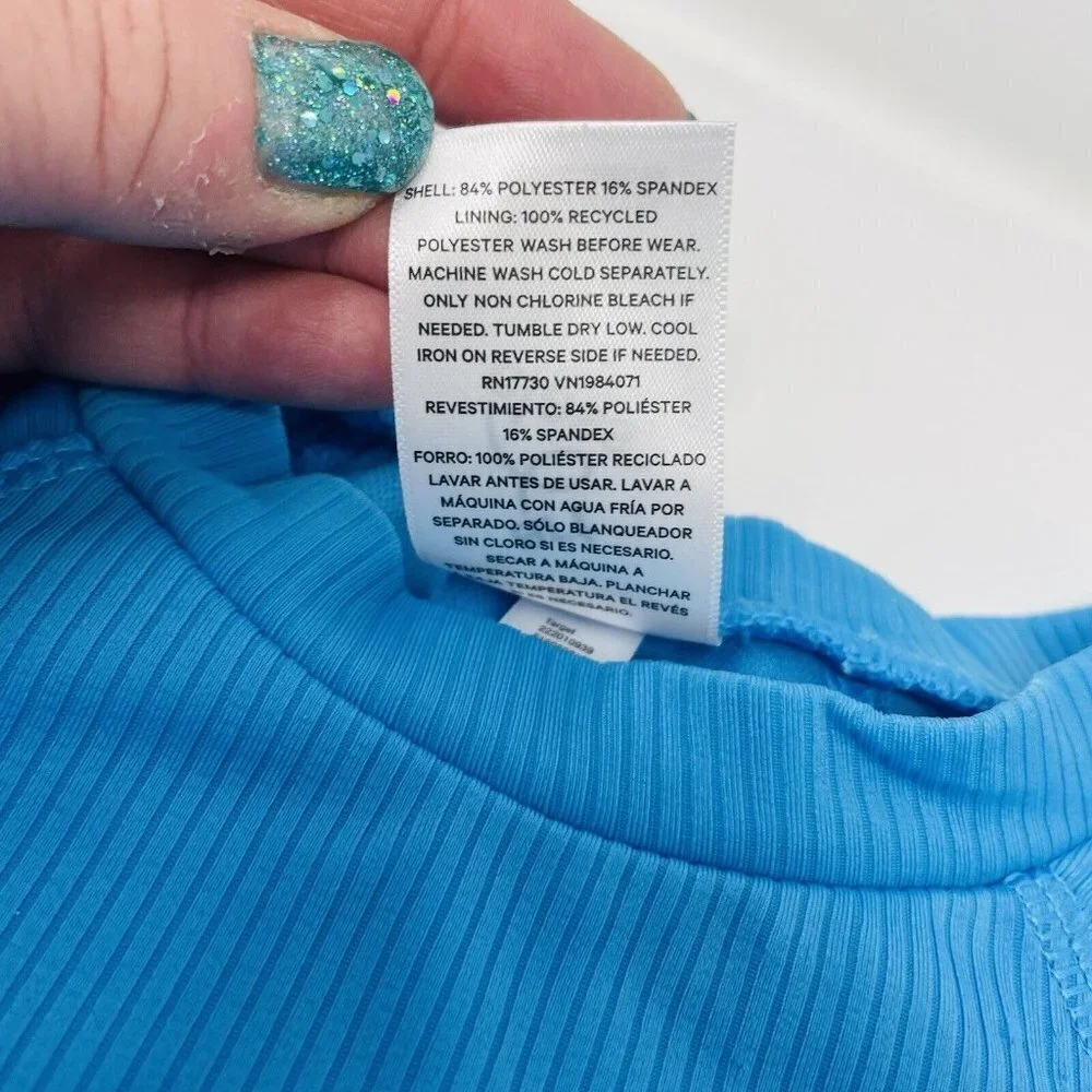Art Class Girls Size Small 6/7 Cyber Long Sleeve Swim Top in Blue Turquoise 2439